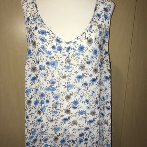 Torrid White Floral Sheer Tank Top